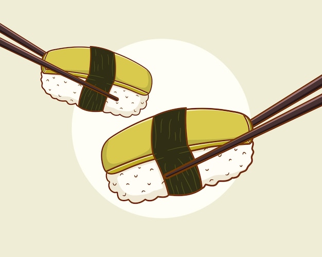 Vettore illustrazione del fumetto di avocado sushi