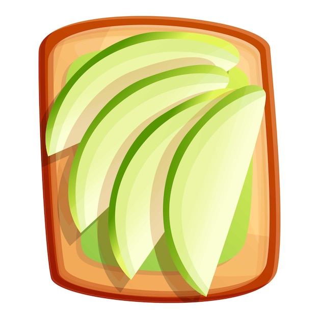 아보카도 토스트 아이콘 백색 바탕에 고립 된 웹 디자인을위한 아보카도의 토스트 터 아이콘의 만화
