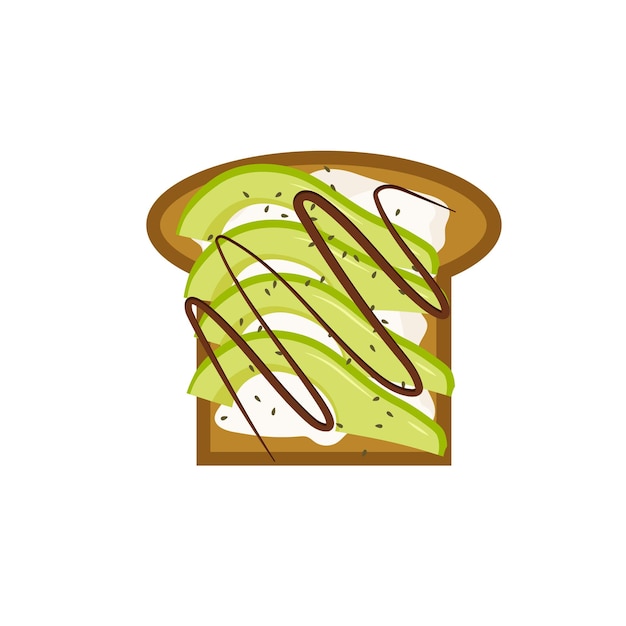 Vector avocado toast icon tasty healthy breakfast roasted sandwich vector illustration isolated