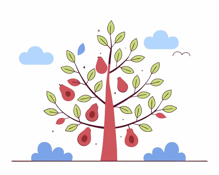 Vector avocado tree concept illustration