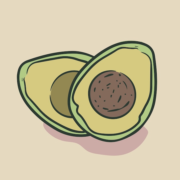 Avocado disegno vettoriale in uno stile carino per cartoline icone adesivo libro di cucina stampa ecc