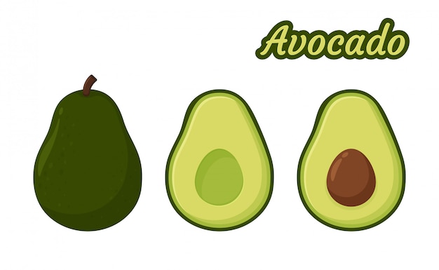 Avocado Vector. Gezonde fruitavocado Dat werd in tweeën gesneden totdat het zaadje van binnenuit zichtbaar was.