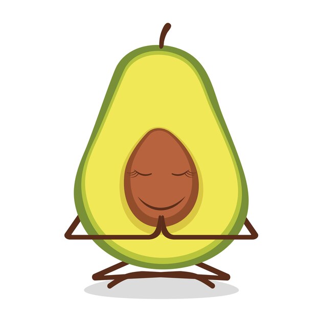 Avocado-vectorkarakter doet yoga