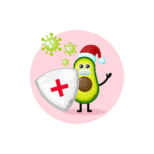 Avocado virus christmas character cute logo