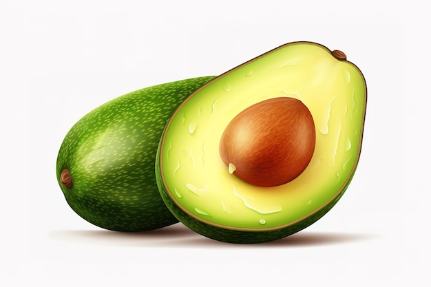 Vector avocado on white background with clipping path