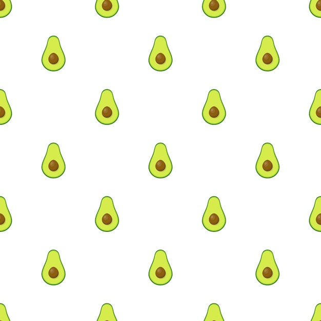 Avocado with seed cut in half seamless pattern for textiles, prints, apparel, quilt, banner and more. Healthy food background. Summer fruits for healthy lifestyle. Organic fruits. Vector illustration.