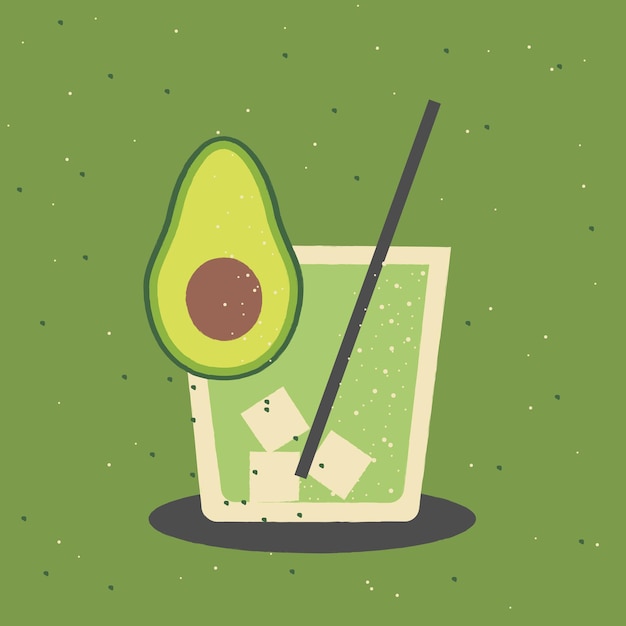 Vector avocadodrank in glas retro stijl vectorillustratie