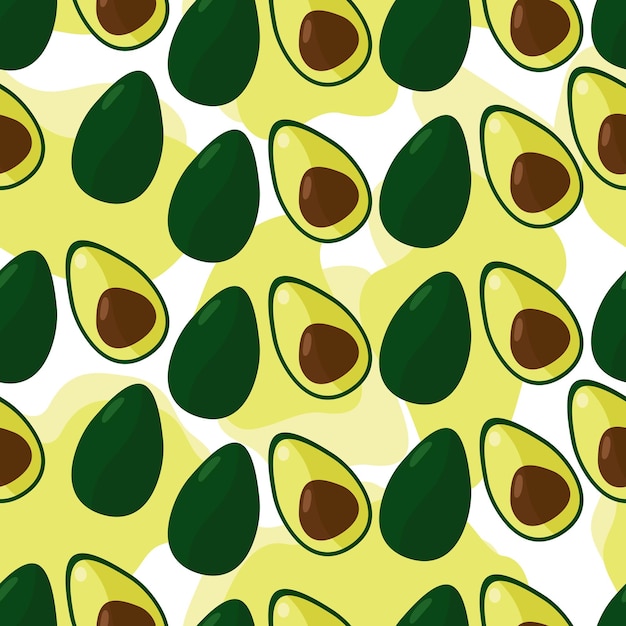 Avocadopatroon naadloos in vlakke stijl minimalistische achtergrond met avocadohelften op witte achtergrond