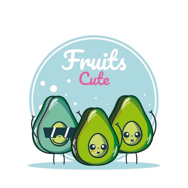 Cartoni animati di frutta avocado