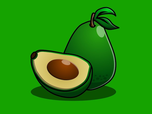 Vector avocados fruit vector on green background.