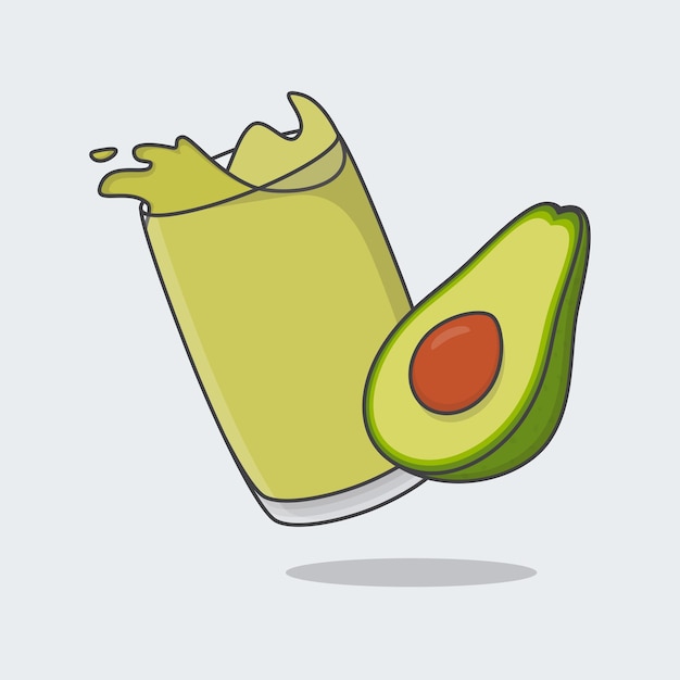 Vector avocadosap cartoon vectorillustratie vers avocadosap plat pictogramoverzicht