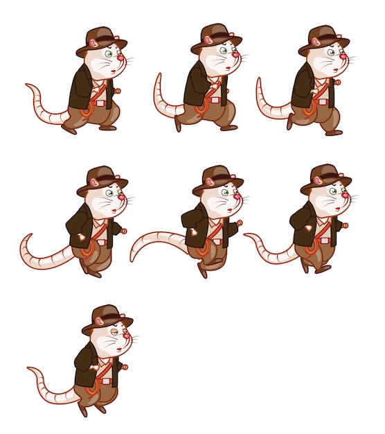 Avonturier rat cartoon game karakter sprite