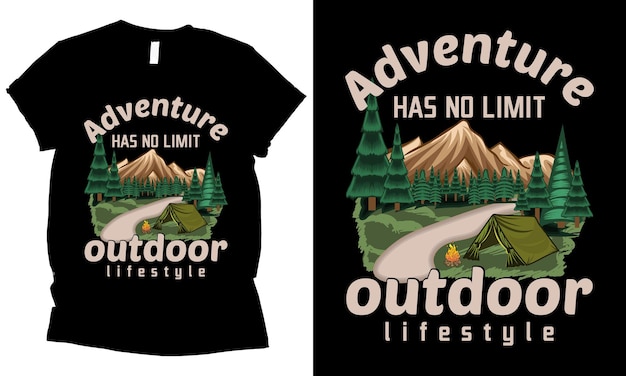 Vector avontuur heeft geen limiet outdoor lifestyle tshirt design