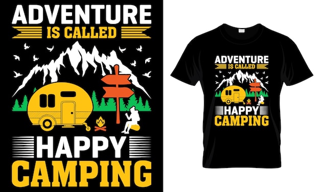 Vector avontuur heet happy camping, beste t-shirtontwerp.
