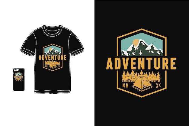 Avontuur, mockup voor t-shirt merchandise silhouet