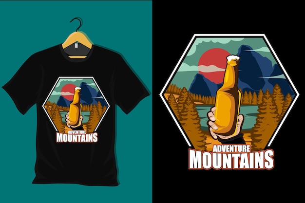 Avontuurlijke berg retro vintage t-shirtontwerp