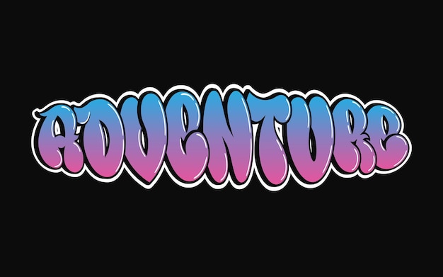 Avontuurwoord trippy psychedelische graffiti-stijl letters