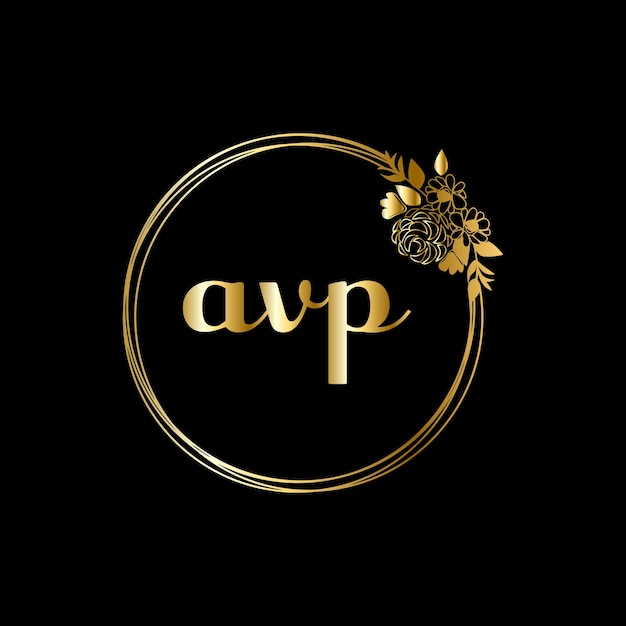 Avp monograms wedding circle handwriting jewelry logo vector template