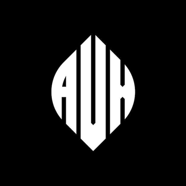 원형과 타원형으로 된 AVX 원형 문자 로고 디자인, 타이포그래피 스타일로 된 AVX 타원형 문자, 세 개의 이니셜이 원형 로고를 형성합니다.