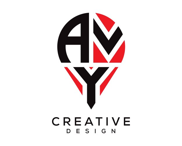 AVY letter location shape logo design