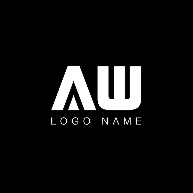 AW brief modern logo in zwart-witte kleur