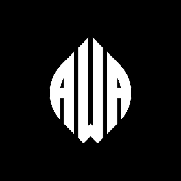 AWA 円文字 ロゴデザイン 円とエリプスの形 AWA エリプスの文字 タイポグラフィックスタイル 3つのイニシャルが円のロゴを形成します AWA 円紋章 抽象モノグラム 文字マーク ベクトル
