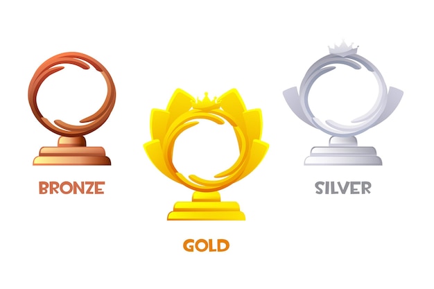 Award beeldje iconen vectorobjecten voor 2d-games