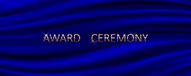 Award ceremony banner with blue silk background