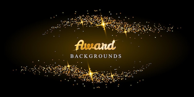 Award ceremony luxurious vector background with golden sparkles and stars