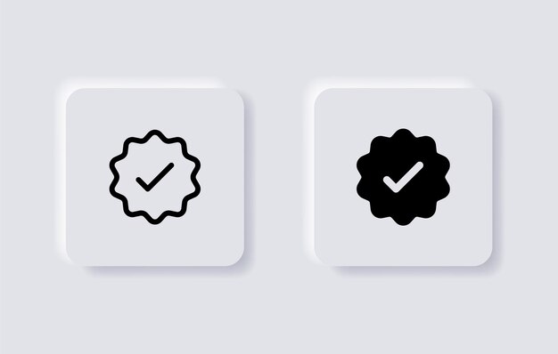 Award check icon certificate quality sign outline icons neumorphism button form neumorphic ui signs