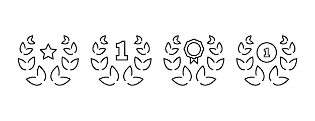 Award doodle hand getekende pictogramserie Lauwerkrans met stermedaille voor de eerste plaats Vector EPS 10