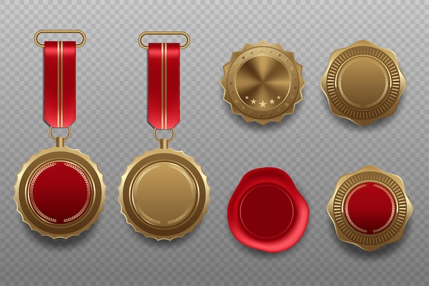 Award golden blank medals 3d realistic illustration
