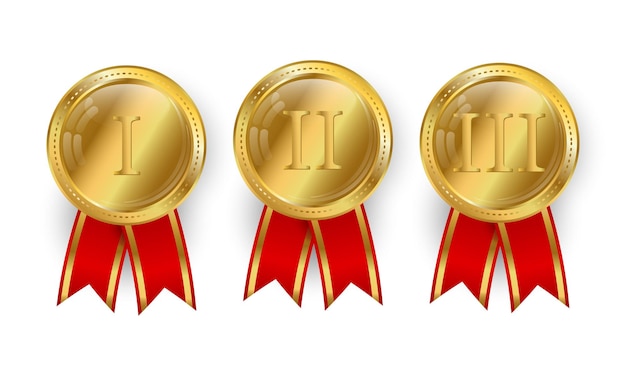 Award gouden medaille geïsoleerd pictogram op witte achtergrond Set van gouden prijzen Vectorillustratie