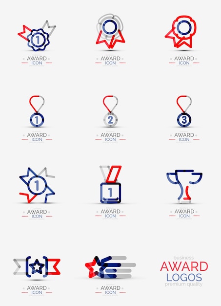 Award icon set logo collectie