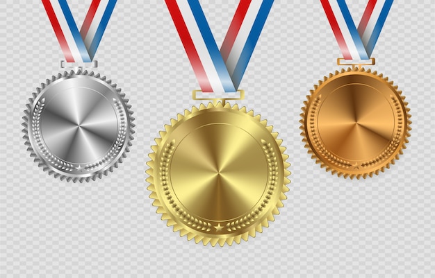 Vettore medaglie premio isolate su sfondo trasparente. illustrazione del concetto di vincitore.