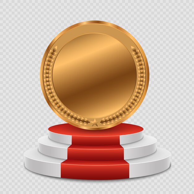 Award medals isolated on transparent background.