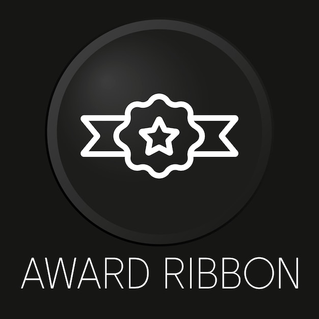 Award ribbon minimal vector line icon on 3D button isolated on black background Premium Vector