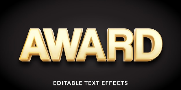 Award text 3d style editable text effect