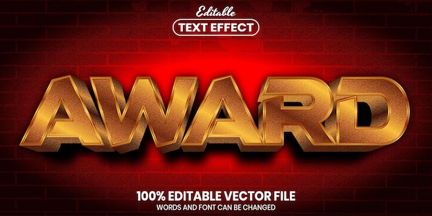 Award text, font style editable text effect