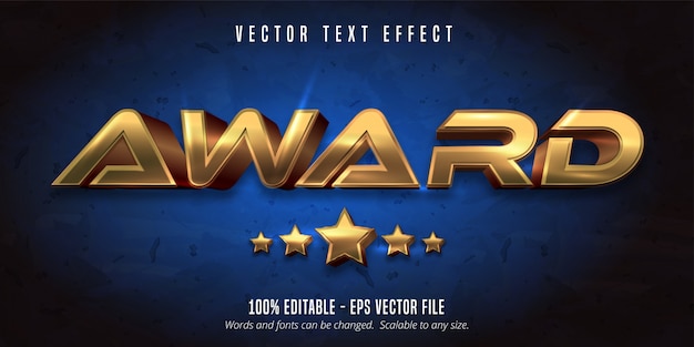 Award text,  gold metallic style editable text effect