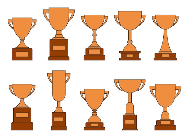 Award trophy goblet bronze cup in flat design vector illustration