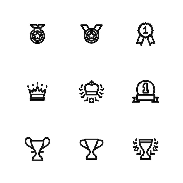 Vector award vector icons simple illustration set of 9 award elements editable icons can be used in logo ui and web design