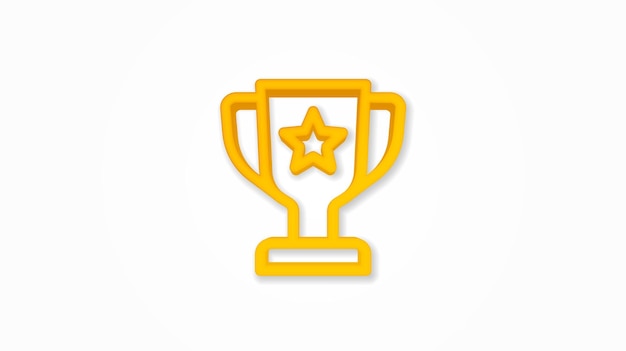 Vector award with star, trophy cup 3d realistic line icon. vector illustration