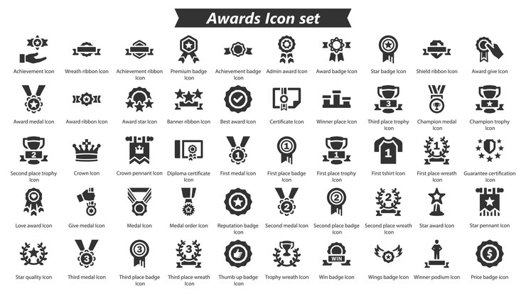 Awards Black Icon Set