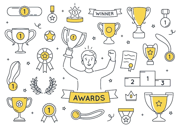 Vector awards doodle set