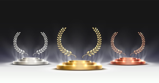 Vector awards nominatie naam podium awards gouden prijs evenement eerste plaats tweede plaats derde plaats scène ster ceremonie vector