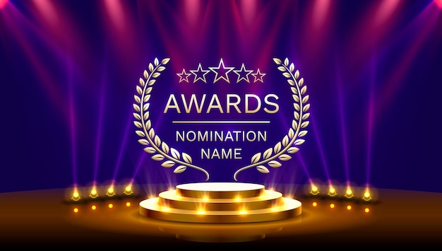 Vector awards nomination name podium golden prize event scene star ceremony vector