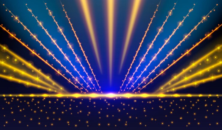 Vector awards nomination name podium show superstar scene star ceremony vector illustration