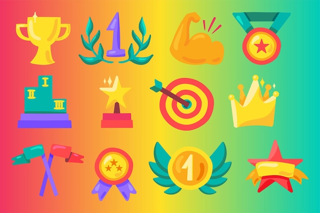 Awards platte illustraties set