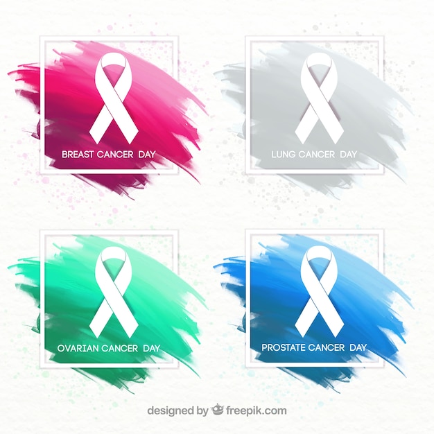 Awareness cancer ribbon set